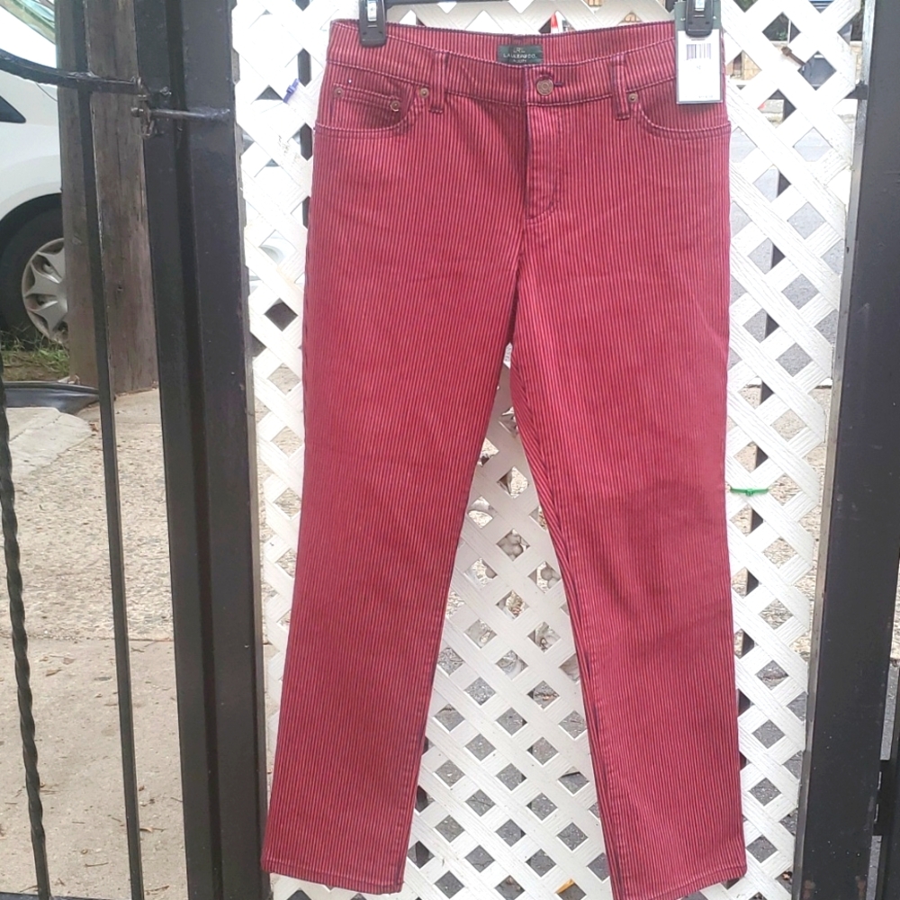 Lauren Ralph Lauren size 10 red and blue pin stripe pants.